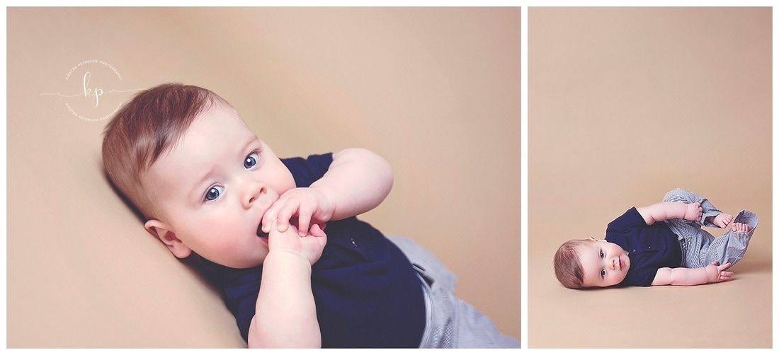 6 month old little boy in studio session in green bay de pere wisconsin